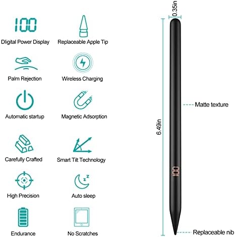 Молив 2-ро поколение на Apple iPad, дигитален дисплей, безжична магнитна зареждане, подобен на Apple Pencil