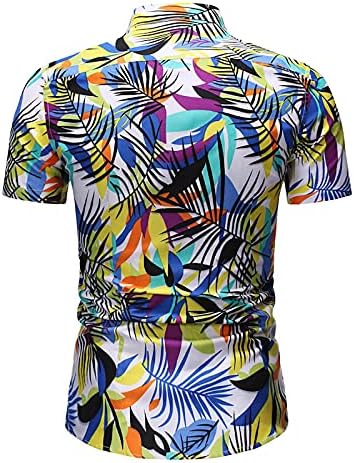 XXBR Мъжки Ежедневни Хавайска Риза с копчета и Къс ръкав, Костюми, Подходящи Плажни Цветни Комплекти от 2 теми