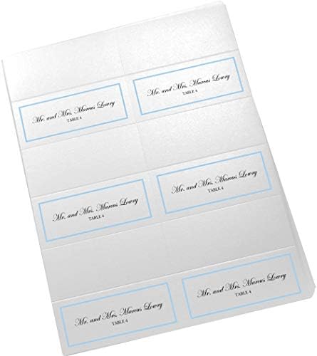 Визитки с однострочной рамка за печат, светло синьо (избор на цвят), Набор от 60 (10 листа), Лазерни и мастилено-струйни