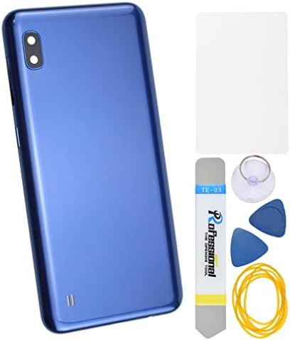 Подмяна на капака на задния панел от синя пластмаса за Samsung Galaxy A10 с рамка задната камера Стъклен капак на задната