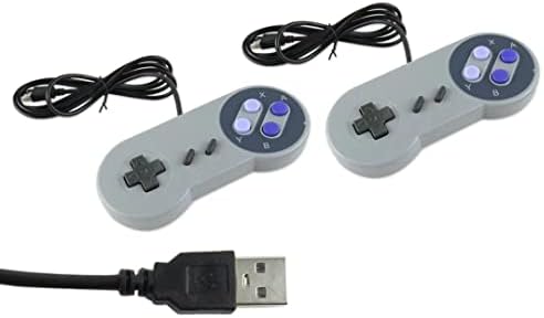 Подходящ за Super Nintendo NES, SNES 2 x USB контролер с USB контролер Famicom Джойстик Геймпад Подходящ за вашия лаптоп/компютър/Windows/PC/MAC/Raspberry