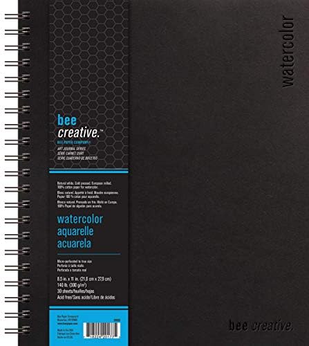 Списание за творчество Bee Хартия 8,5 x 11 Bee Creative Watercolor Art Journal, 35 Листа