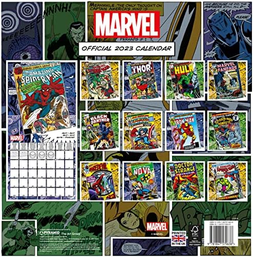 Календар на Marvel comics към 2023 година - Планер на един месец преди разглеждане на 30 см x 30 см - Официален продукт