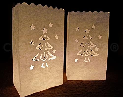 Чанти за осветителни Тела CleverDelights White за Коледно - 30 Парчета - Christmas Holiday Luminaria