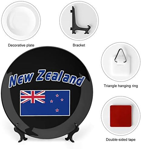 Нова зеландия Флаг От Костен Порцелан Декоративна Чиния Кръгли Керамични Плочи плавателни съдове с Поставка за Домашния