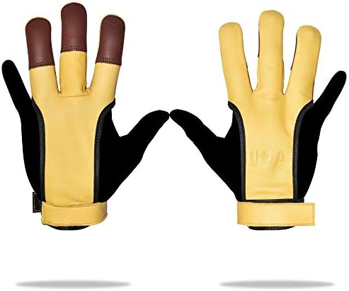 ВСЕЛЕНАТА СТРЕЛБА с ЛЪК Кожена Ръкавица За Стрелба с Лък | Ловни Ръкавици, изработени Ръчно с три пръста | Ръкавици от Телешка