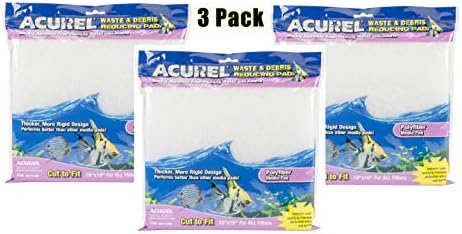 Acurel 3 Опаковки пълнител за изхвърляне на отпадъци и изхвърляне, 18 на 10 инча, Пълнител от Полифибры за всички Аквариумни