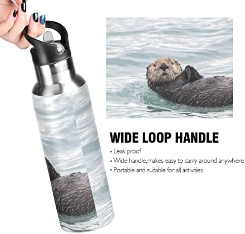 Бутилка за вода за плуване Glaphy Sea Otter със Сламен капак, не съдържа BPA, 32 грама, Изолирани Бутилка за Вода от