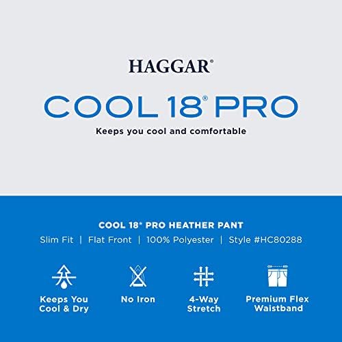 Мъжки панталони Haggar Cool 18 Pro Slim Fit С Плосък Преден Суперфлексным колан