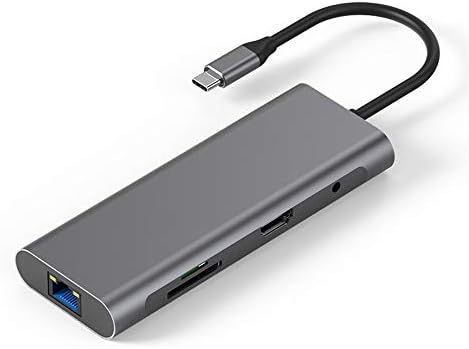 ZPLJ Високоскоростен 9 в 1 C USB Hub с 4K, HDMI 3 USB порта PD Зареждане на Аудио Поддръжка на SD TF карта и Гигабитова