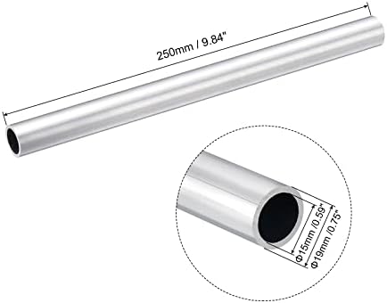 uxcell 6063 Алуминиева Кръгла Тръба 19 mm OD 15 мм Вътрешен Диаметър 250 мм Дължина на Тръбата на Тръбопровода