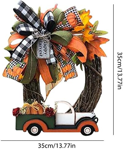 SDFGH Ретро Венец от Тиква за Камион, Хелоуин-Декорации за Фермерска къща, с Букет цветя със собствените си Ръце, Венец за Сватбеното парти (Цвят: A, Размер: 35x35)