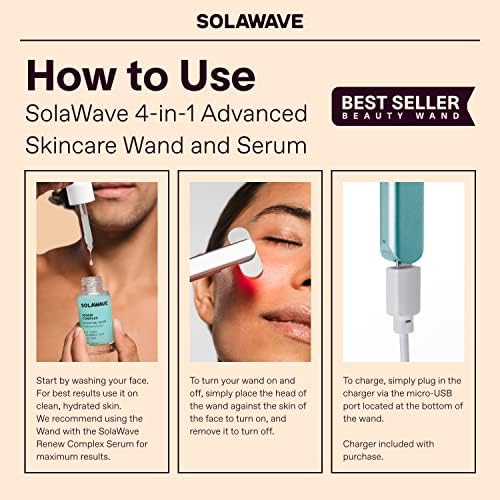 Пръчка за лице SolaWave 4 в 1 | Терапия червена светлина за лицето и шията | Микротоковое устройство за лице