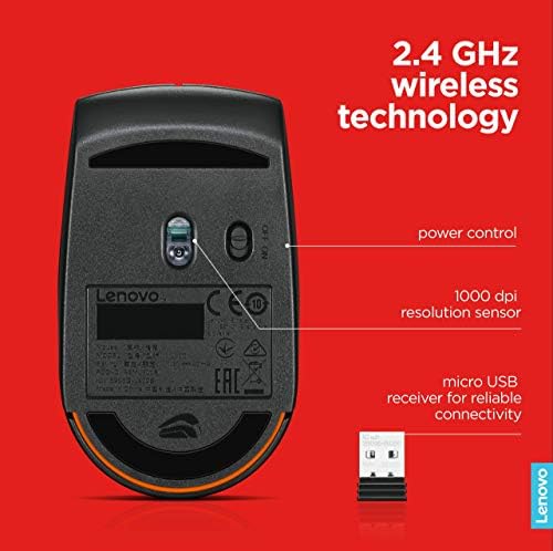 Компактна безжична мишка Lenovo 300, черна, 1000 dpi, Ултрапортативен дизайн, живот на батерията до 12 месеца, GX30K79402