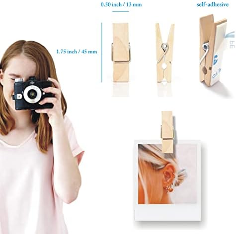 Скоби за фотоколлажей BIZYAC - Мини-клечки за дрехи за декора на стените за снимки - Окачена снимка на дисплея Instax и Ploaroid