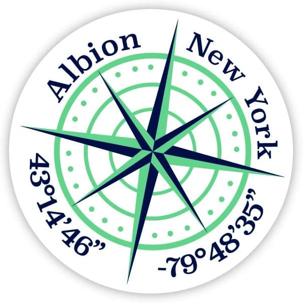 Albion New York 2-инчов винил стикер-стикер с дизайн Компас ширина дължина