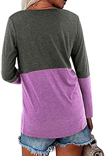 Дамски Ежедневни Контрастная Свободна Риза в стил Мозайка с V-образно деколте и дълъг ръкав OVERMAL