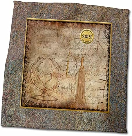 Выпускная Златен пискюл 3dRose на Реколта земното кълбо и Картографска хартия, 2019 - Кърпи (twl-282145-3)