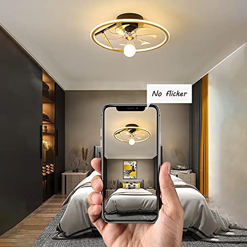 Фен FEHUN с Потолочным осветление и дистанционно управление 3 Скорости Led Вентилатор за Спални с регулируема