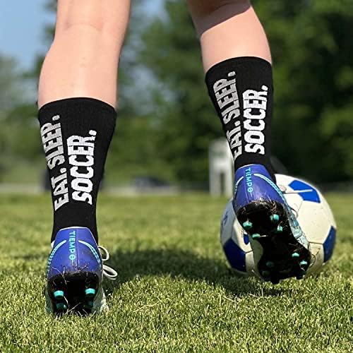 ChalkTalkSPORTS Футболни Спортни Тъкани Чорапи до средата на прасците | Eat Sleep Soccer | Младежки Размер