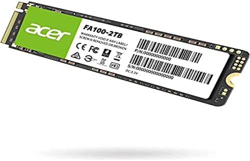 Твърд диск Acer FA100 капацитет 256 GB - M. 2 2280 PCIe Gen3 x 4 с интерфейс NVMe, 8 Gb / с, вътрешен твърд диск 3D NAND