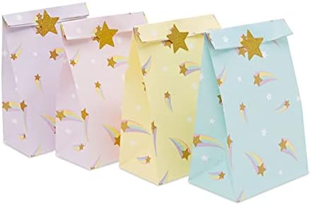Подарък пакети за парти в чест на рождения ден на BLUE PANDA Rainbow със стикери от златно фолио (8,5 инча, 24 опаковки)