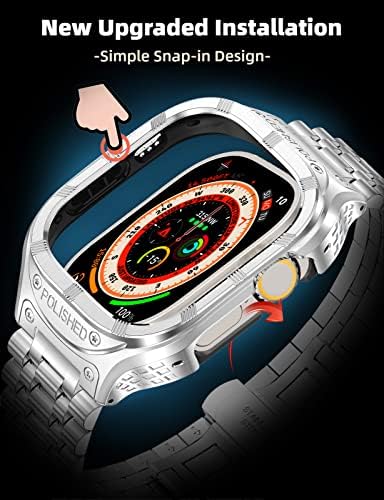 San Jeirie за Apple Watch Ultra Band 49 мм, корпус и каишка Apple Watch Ultra 3 в 1 от неръждаема стомана със