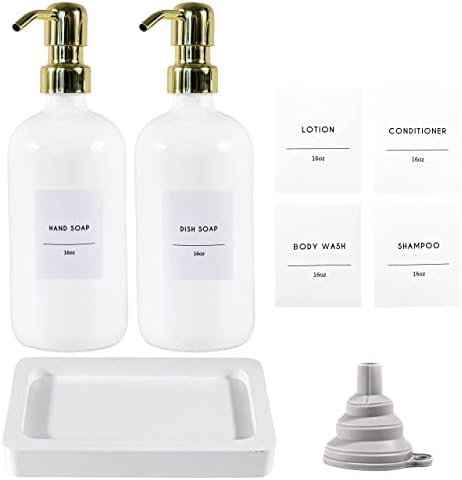 Комплект Стъклени Дозаторов сапун CHILO с Помпа и Чекмедже, Захранващи Сапун за ръце, Опаковка от Сапун за баня, Комплект