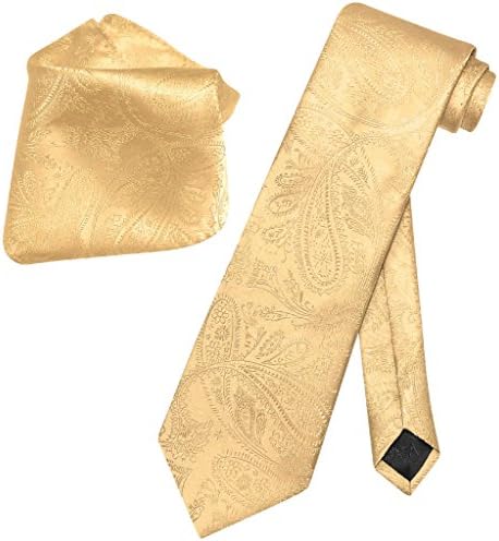 Vesuvio Наполи Златен Вратовръзка с петна ПЕЙСЛИ и Носна Кърпа В Тон Галстуку