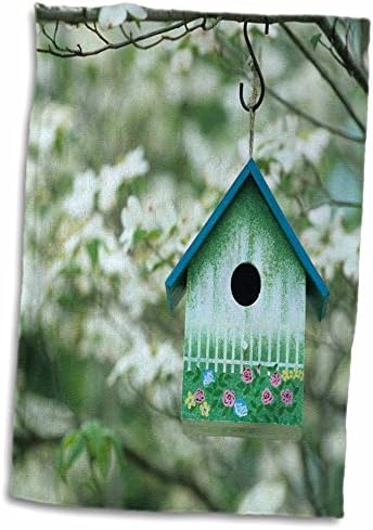 Кутия за гнездо 3dRose Bird house на пищна кизиловом дървото през пролетта, Илинойс - Кърпи (twl-250848-3)