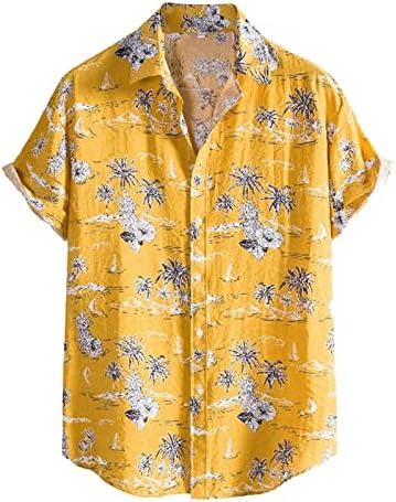 Мъжки Цветя Хавайски Ризи С Къс ръкав Копчета, Летни Плажни Ризи Свободно, намаляване, Удобни Празнични Ризи С Принтом