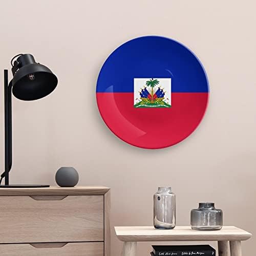 Знаме на Хаити Декоративна Чиния от Костен Порцелан Кръгли Керамични Плочи плавателни съдове с Поставка за Домашния