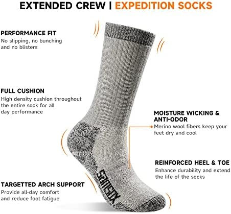 Чорапи за обувки SAMSOX от мериносова вълна, производство на САЩ, Сверхтяжелые, с пълна възглавницата, по-Дълги Экипажные