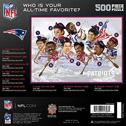 Шедьоври на Спортен пъзел от 500 части за възрастни - NFL New England Patriots-Великите играчи на всички времена