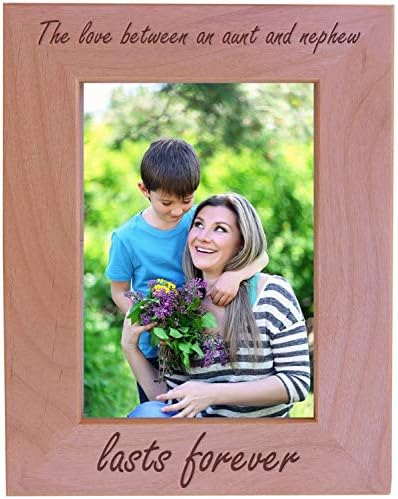 Персонализирани подаръци Сега Любов между леля и племенник трае вечно - Дървена рамка за снимки с размери 4x6 инча (4x6 инча