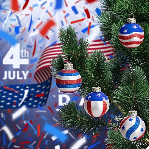 12 бр. Стъклени декорации за Ден на памет, 1,57 инча, Окачена Стъклена Топка в Деня на Независимостта, 4 юли, Американското Знаме,