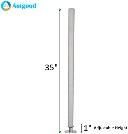 AmGood 35 Поцинковани стоманени крака за бюра с Регулируемо Стъбло от неръждаема стомана с фланец | Комплект от 4