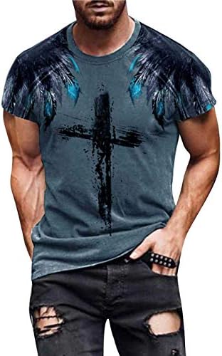 Мъжки Нови Ризи С 3D Принтом на Исус на Кръста на Вярата, Тениска с Къс ръкав, Реколта Графични Тениски, Улични Модерен