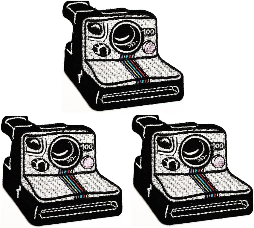 Kleenplus 3 бр. Фотоапарат Polaroid Снимка Ретро Детски мультяшные ивици Помещение Желязна апликация с мотив пластир,
