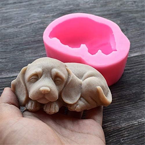 Dekostar 3D Силиконови форми за свещи за кучета, форми за сапун със сладък кученце, Форми за печене шоколадова торта,