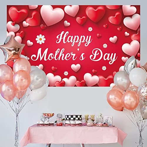 YQUQWN, XtraLarge, Банер с Деня на майката, 72x44 Инча, Украса за Деня на Майката, за партита, Декорации за Деня на