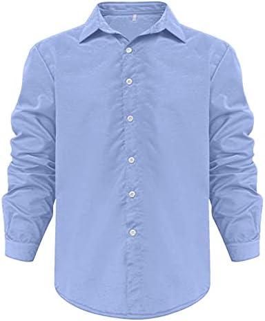 Мъжки Памучен Бельо Риза с копчета, всеки ден на Летни Плажни Ризи С Дълги Ръкави, Стрейчевая Однотонная Риза Без Бръчки