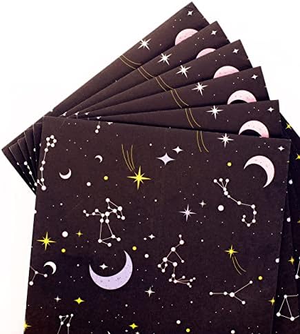 Амбалажна хартия CENTRAL 23 Space - 6 листа подарък опаковка - Черна и лилава опаковка - Хартия с съзвездия и Галактики