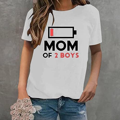 Риза за мама на 2 момчета, Подарък от Сина си за Деня на Майката, на Женската Риза, Туника, Летен Топ 2023, Блуза, Тениска с кръгло деколте, Без Приятелка