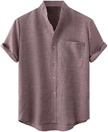 HDDK Мъжки Ризи С къс ръкав, Лятна Риза с Копчета с яка-часова 2022, Обикновена Реколта Ежедневни Блузи Свободно намаляване