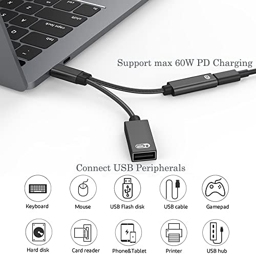 Адаптер AuviPal 2 в 1 USB Type C към USB OTG кабел + захранващ кабел) за Steam Deck, Switch, Chromecast Google TV,
