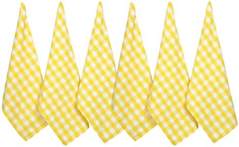 Кухненски Кърпи Urban Villa Easter, Комплект от 6 Жълто/бели Кухненски кърпи в клетката цвят Бъфало, 20X30 См,