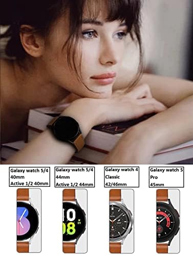 (4 опаковки) Кожена каишка за Galaxy Watch 5 Pro 45 мм/ 4 класически каишка 46 мм 42 мм, O. B. O Каишка за часа и 20 мм,