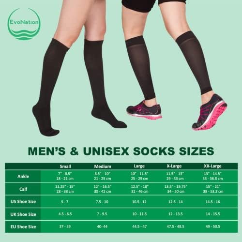 Степен на Компресия чорапи EvoNation За мъже с Височина до Коляното 8-15 мм hg.календар. – Компресиране Облекло, с мек натиск
