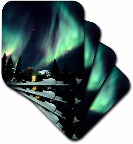 3dRose CST_87460_1 Аляска, Горещи извори на Северното сияние, Северното сияние US02 FZU0003 Меки подложки Frank Zurey, Комплект
